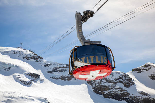 Titlis sky station funicular Titlis, Engelberg , Switzerland 03-29-2017 titlis sky station funicular engelberg photos stock pictures, royalty-free photos & images