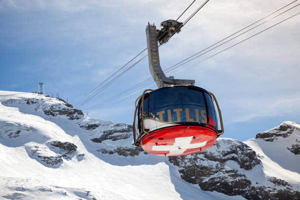 Titlis sky station funicular Titlis, Engelberg , Switzerland 03-29-2017 titlis sky station funicular lucerne switzerland stock pictures, royalty-free photos & images