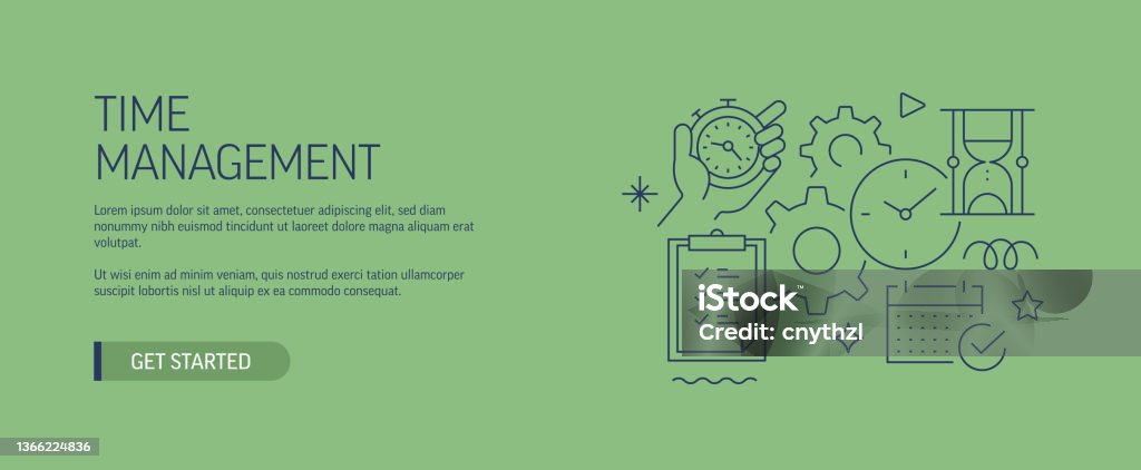Time Tracking Banner Time Management Related Web Banner Line Style Modern Design Vector ...