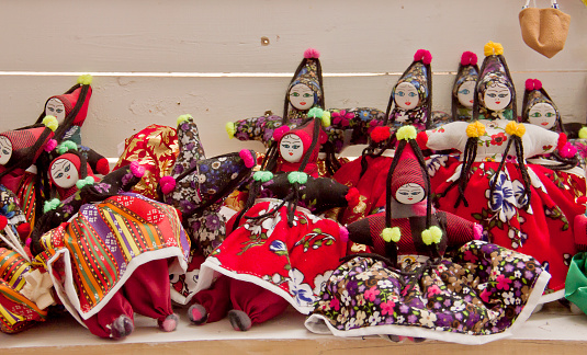 colorful black hair otomi doll from Queretaro, Mexico