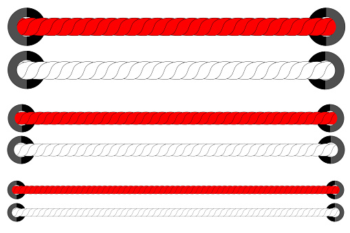 Horizontalis Rope Simple Vector 3 Different Size Red And White Horizontal Rope For ...