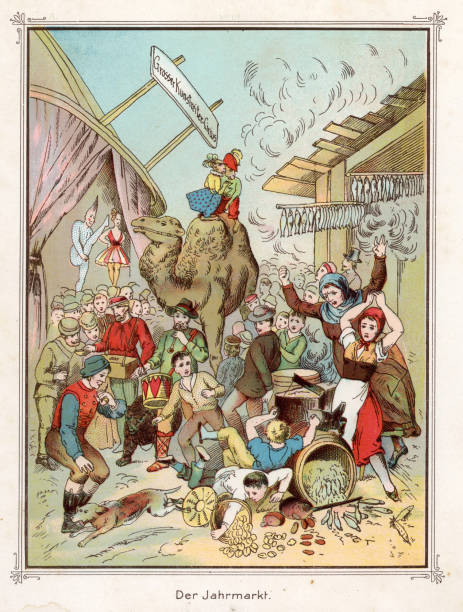 istock Out of control dog causing chaos at a fair, Victorian, German, 1890s, 19th Century 1366228138