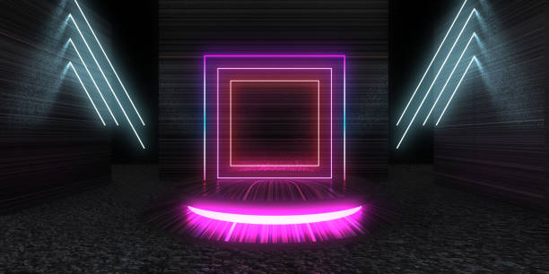 istock 3D abstract background with neon lights. neon tunnel  .space construction . .3d illustration 1366229306