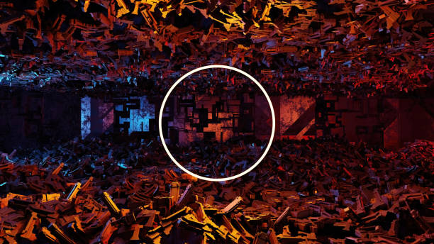 istock abstract background of Sci Fi Modern Futuristic garbage pile junk, 3D illustration rendering 1366230550