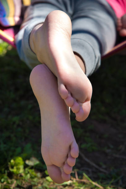 Barefoot people in summer.