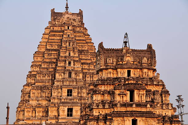 Telephoto image of temple Gopuras.