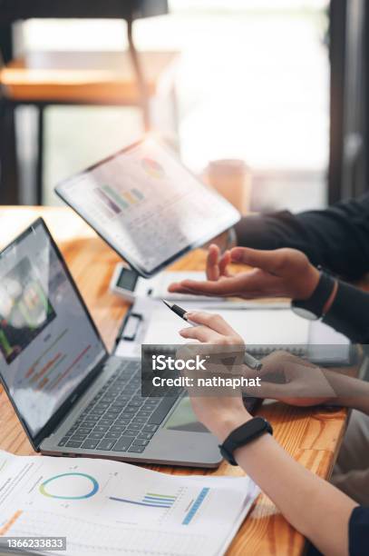 Business People Team Working At Office With Tablet And Document Doing Planning Analyzing The Financial Report Business Plan Investment Finance Analysis Concept Economic Business Discussions Stock Photo - Download Image Now