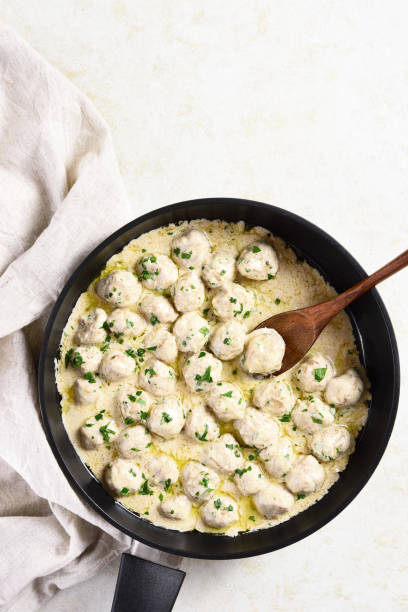 istock Swedish meatballs with creamy white sauce 1366234807