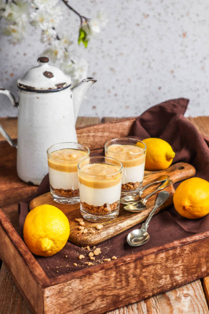 istock Lemon Cheesecake Cookie Crumble Dessert in Rustic kitchen 1366237727