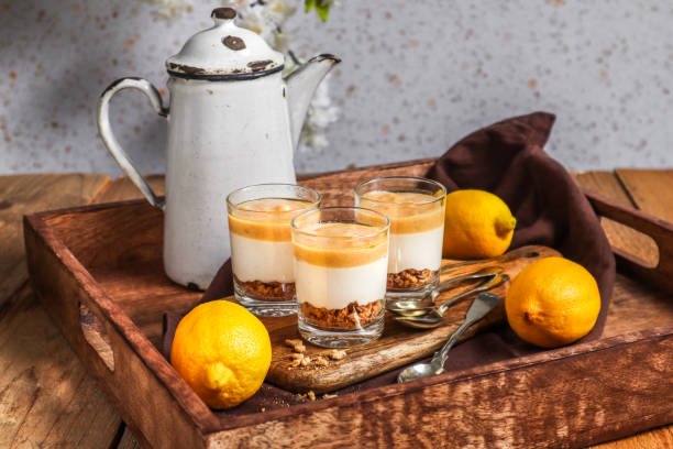 istock Lemon Cheesecake Cookie Crumble Dessert in Rustic kitchen 1366237919