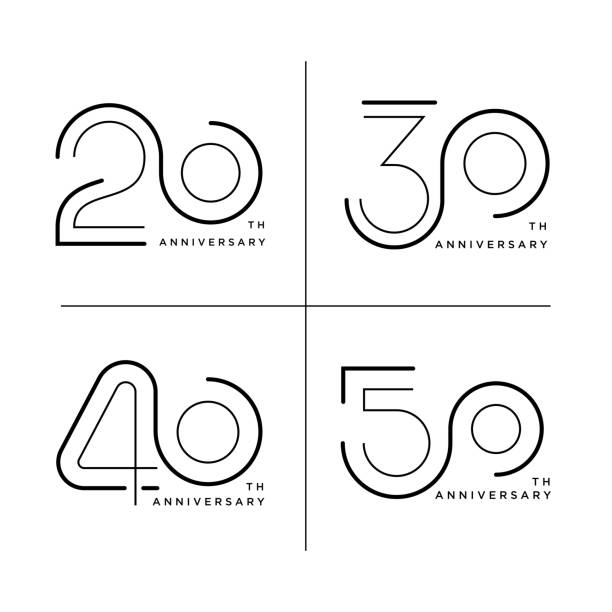 illustrazioni stock, clip art, cartoni animati e icone di tendenza di design del logo dell'anniversario - numero 40