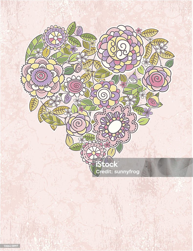 valentine corazón de las Flores de primavera - arte vectorial de Abstracto libre de derechos