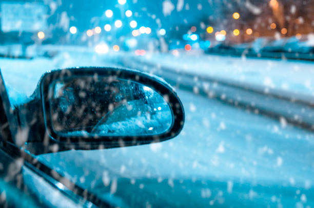 City Drive on the snow blizzard