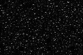Water drops on glass transparent in black color.