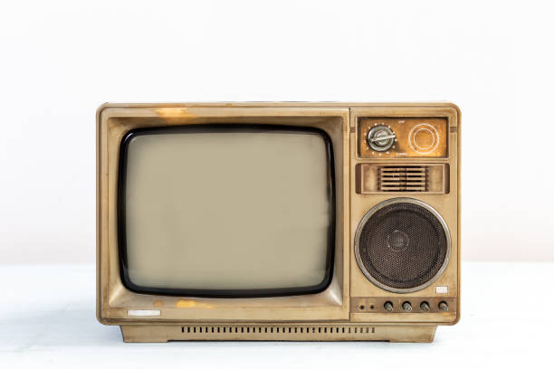 istock Vintage, antique old television isolated on white background 1366240684