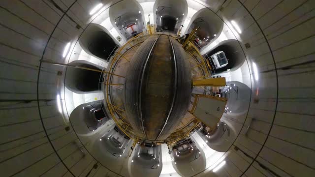 Little planet view of turntable for locomotives.