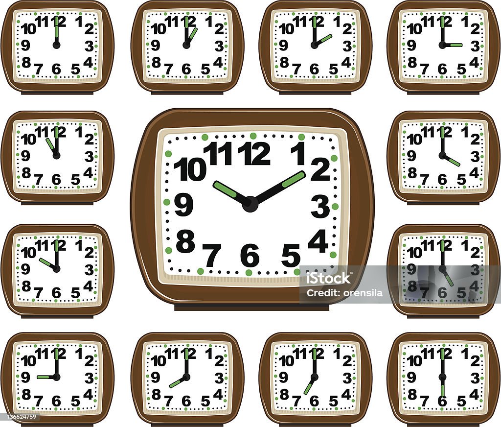 All Set Clock The Set Clock Time Stock Illustration - Download Image Now - 12 O'Clock ...