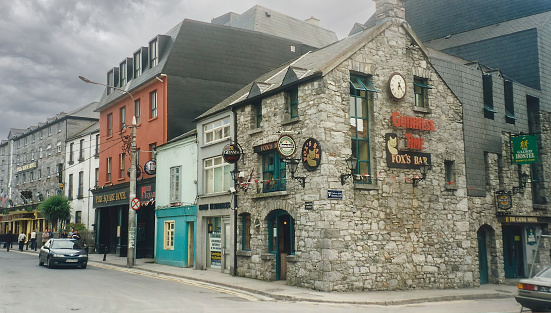 Galway, County Galway, Ireland - November 1999: Buildings in the heart of Galway in County Galway, Ireland
