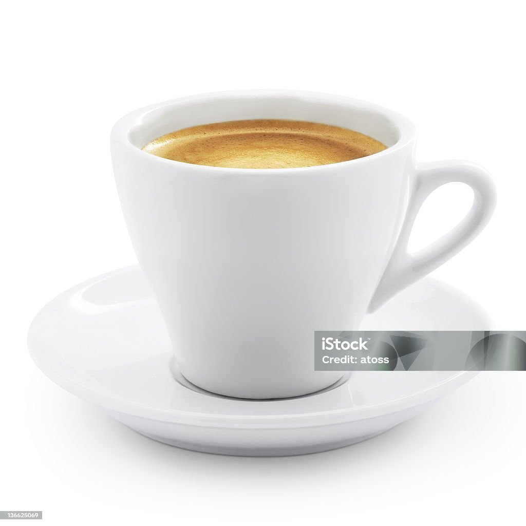 Coffee espresso Caffe espresso isolated on white + Clipping Path Coffee - Drink Stock Photo