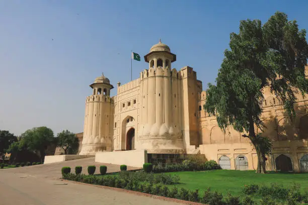 Main view of the Lahore Fort's iconic Alamigiri Gate, Pakistan