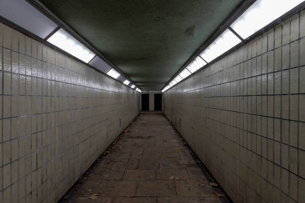 istock Dimly lit pedestrian subway with no graffiti 1366253916