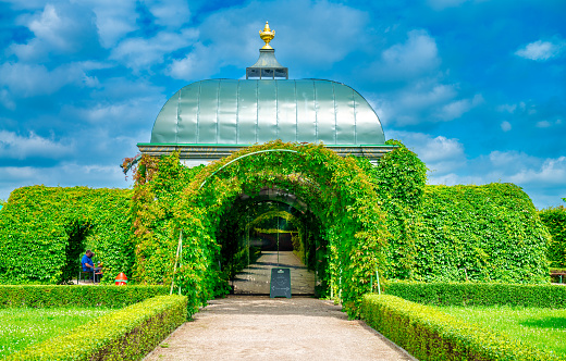 View of the Goethe Park in Weimar with the Roman house in autumn, Weimar, Germany, UNESCO World Heritage Site