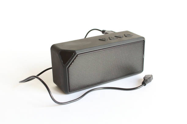 istock Mini wireless speaker on a white background. Isolated. Close-up. 1366264610