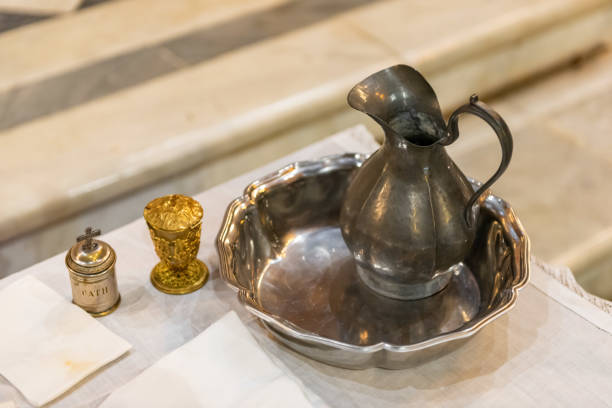 Ampoule with water and oil for the catholic baptism