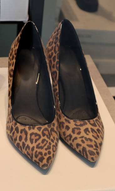 istock leopard-print female high-heeled shoes 1366265898