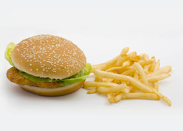 istock Hamburger and fries 136626709