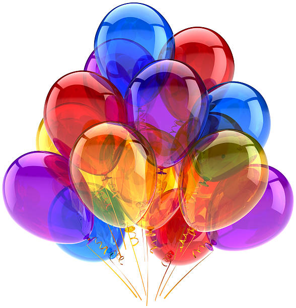 istock Birthday party helium balloons translucent multi colored decoration 136626731