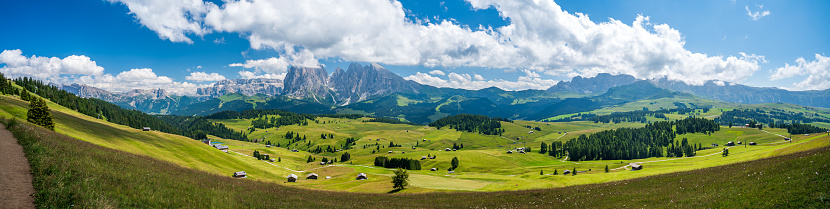 View of the magnificent plateau of Seiser Alm during the summer season