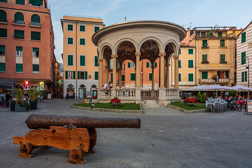 One of the main squares in the village of Rapallo on the italian Riviera