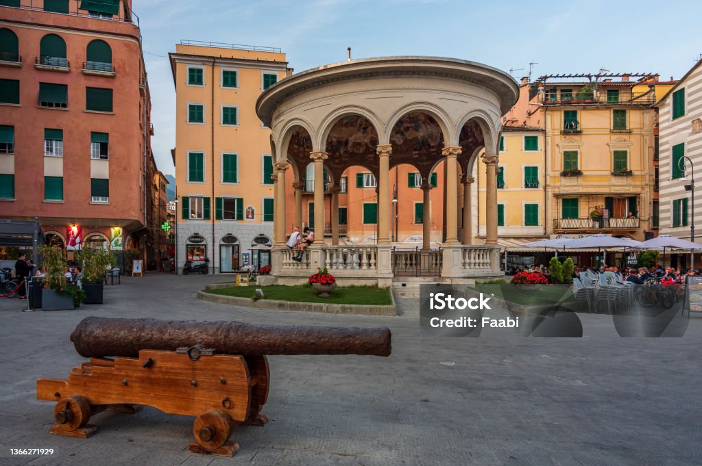 Martyrs of Liberty Square in Rapallo One of the main squares in the village of Rapallo on the italian Riviera Ancient Stock Photo