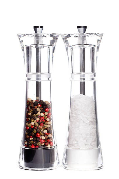 salt and pepper grinders stock photo