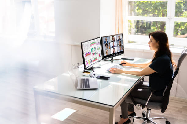 istock Woman In Virtual Telework Webinar 1366274156