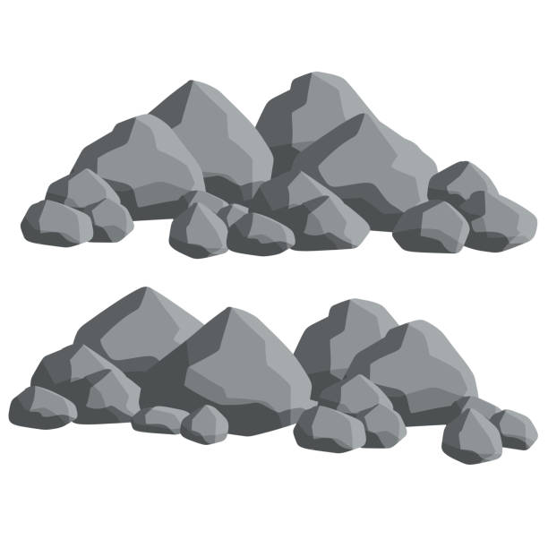 stockillustraties, clipart, cartoons en iconen met natural wall stones and smooth and rounded grey rocks. - grafiet