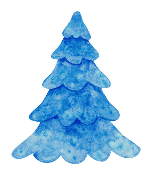 istock christmas tree in the snow. Watercolor illustration 1366274439
