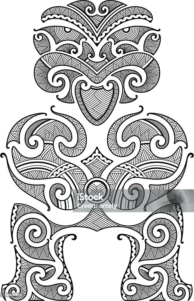 Tiki tatouage design - clipart vectoriel de Antique libre de droits