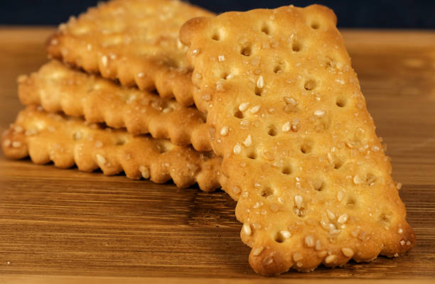 Biscuits sprinkled with sugar and white sesame seeds