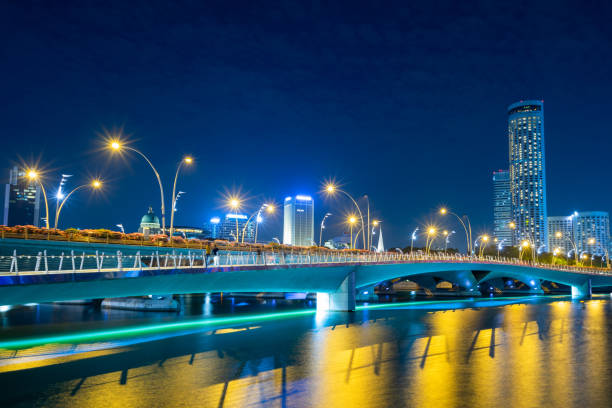 istock Bridge at Marina bay Singapore 1366280403