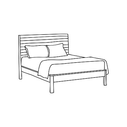 Hand drawn bed icon in vector. Bed doodle icon in vector.  Doodle bed illustration