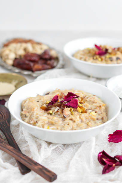 istock Traditional Sheer Khurma dish for Ramadan Iftar with rose water, nuts and dates 1366281797