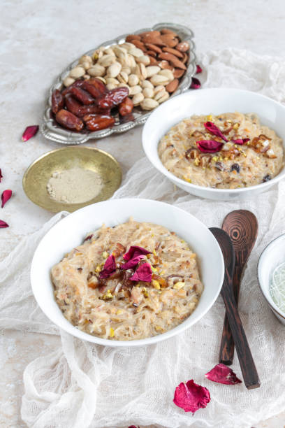 istock Traditional Sheer Khurma dish for Ramadan Iftar with rose water, nuts and dates 1366281819