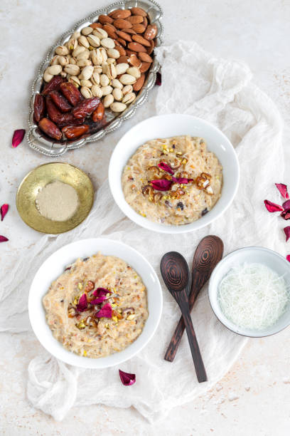 istock Traditional Sheer Khurma dish for Ramadan Iftar with rose water, nuts and dates 1366281820