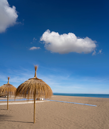 Torremolinos beach Playa de la Carihuela in Costa del Sol of Malaga in Andalusia Spain