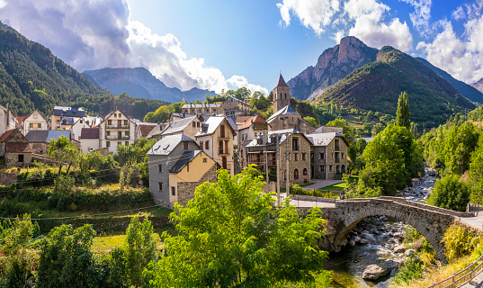 Bielsa village located in the Pyrenees National Park of Ordesa and Monte Perdido in Huesca of Aragon of Spain