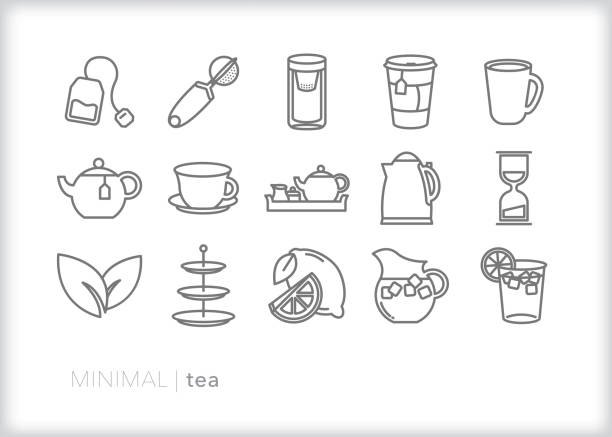 illustrations, cliparts, dessins animés et icônes de thé minimal - tea afternoon tea tea party cup