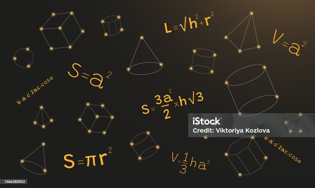 Fancy Shape Mathvbackgrounds Mathematical Background With Formulas And Geometric Shapes Stock ...