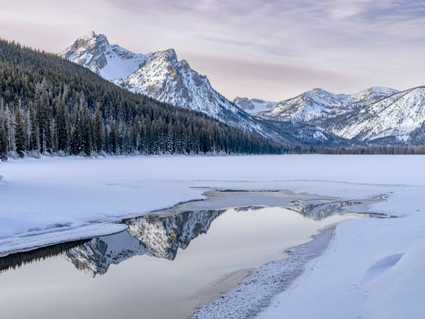 istock Frozen Stanley lake with a pool of water reflection 1366285957